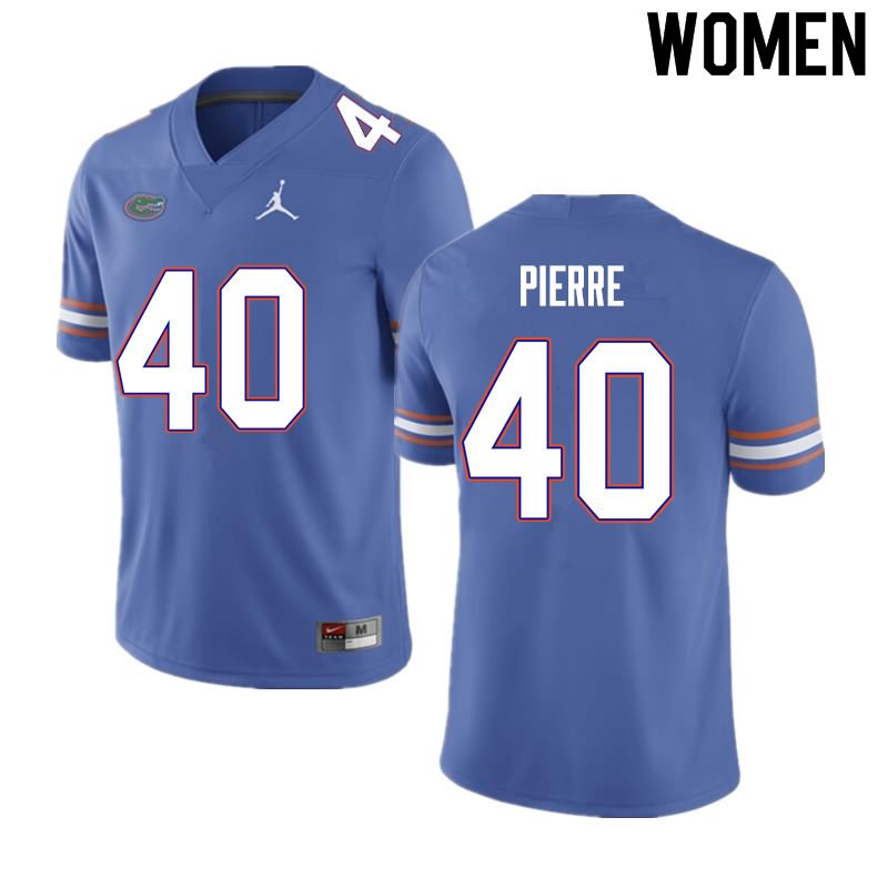 NCAA Florida Gators Jesiah Pierre Women's #40 Nike Blue Stitched Authentic College Football Jersey QQU4164WY